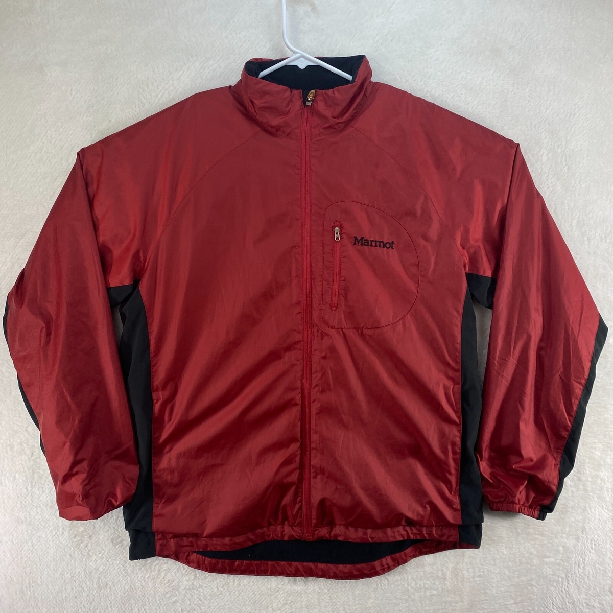 Marmot レッド フルジッパーウェア Marmot Fleece Lined Full Zip Lightweight Red Black Windbreaker