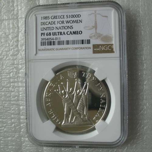 Greece 1000 Drachmes 1985 Silver Proof Coin Decade for Women NGC PF68