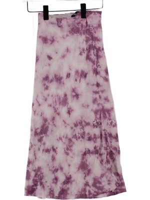 Realisation Damen Maxirock XXS Lila 100% Seide Lang Maxi
