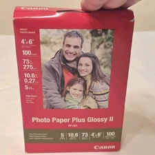 Canon Photo Paper Plus Glossy II 4x6 100 Sheets PP-201 INKJET NEW