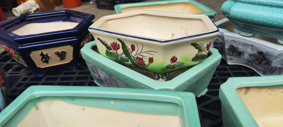 Ceramic Bonsai Pot | Decorative Painting | Drainage Hole (Various Options) - Image 3 of 4