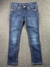 Miss Me Jeans Womens 25 Blue Straight Leg Stretch Denim JE5456T2R Embellished