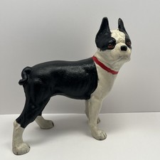 Vintage Boston Terrier Bull Dog Door Stop Cast Iron Heavy 9.5 x9.5