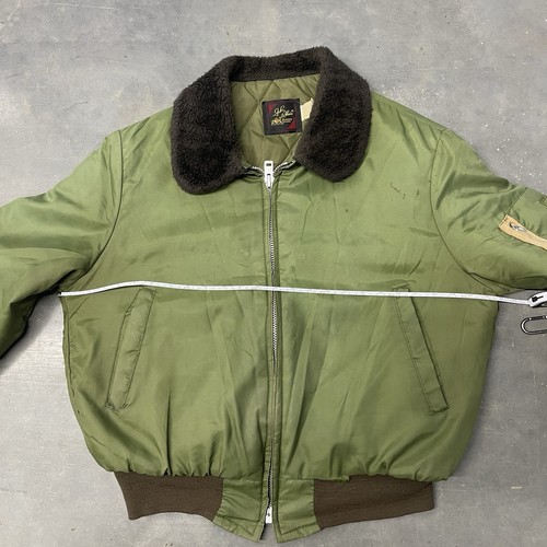 Chaqueta de bombardero vintage John Blair cuello de piel sintética forro acolchado bolsillos verde L? - Imagen 12 de 20