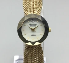 Armitron Diamond Watch Womens 21mm MOP Dial Faceted Crystal New Battery 6.75"