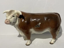 Vintage 1954-1957 Hagen-Renaker DW Hereford DOMINO CERAMIC BULL NEEDS REPAIR
