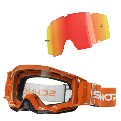 Schnorr MX Neo Motocross Goggles Clear Lens Anti-Fog Tear-Off+Wechselglas Rot
