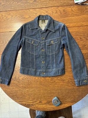 1970s LEE 101-J Rider Indigo Blue Denim Jacket Sanforized USA Union Made Sz XS