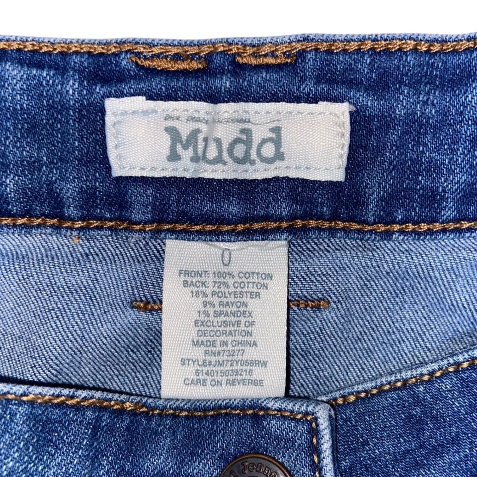 Falda Vaquera Mudd Y2K Años 90 Vintage Línea A Floral Bordada Botón Frontal Talla 0 Foto 3 de 4