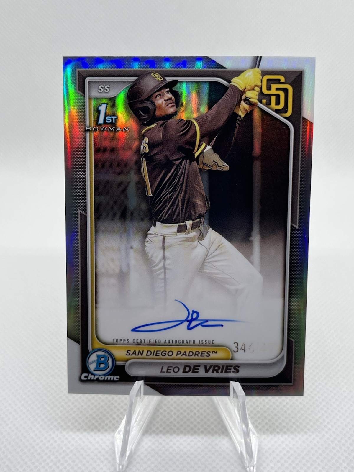 2024 Bowman Chrome Leo De Vries 1st Refractor Auto /499 #CPA-LD Padres Athletics