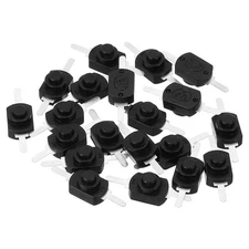Latching Push Button Switch, 20 Pcs Straight Pin DC 30V 1A Micro Switch, Black