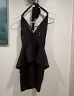 Women's Black Sequin Halter Sleeveless Chiffon Party/Cocktail Romper S — photo 1