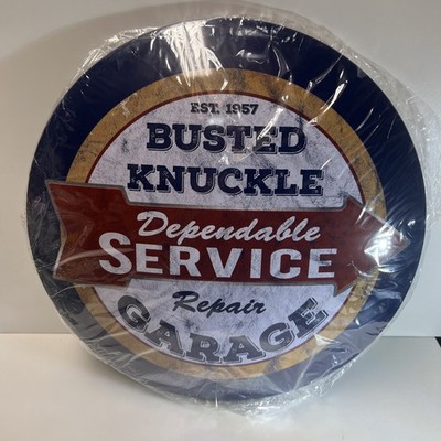 Busted Knuckles Garage Sleek New Metal Dome Sign