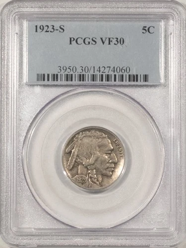 1923-S BUFFALO NICKEL - PCGS VF-30