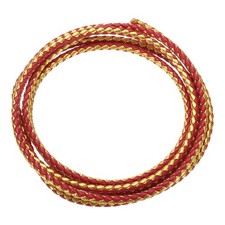 Braided Leather Cords, Round Leather Strap, Necklaces(3mm,1Yard,Red/Gold)
