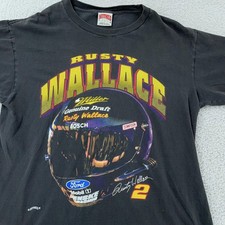 Vintage Rusty Wallace Shirt Mens M/L NASCAR Racing Miller Genuine Draft 90s