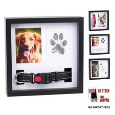Dog Paw Print Kit for Dogs, Dog Picture Frame with Shatterproof Black