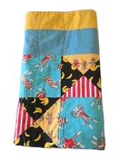 Adorable Handmade Childrens Quilt With Sock Monkey Family. Cotton, Size 38"x 38"