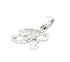 925 Sterling Silver Shiny Genuine Diamond Accent Letter R Pendant PT13125