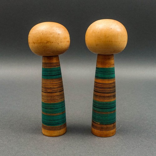 Yamanaka Sanpei Japanese Pair Of Vintage Wood Sosaku Kokeshi Doll 6" - Picture 4 of 8