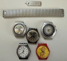 SWATCH VINTAGE Sammlung 5 Uhren & 1 Band Teilweise funktionstüchtig. Bitte Lesen