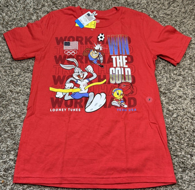 NEW Looney Tunes x Team USA Olympics Win The Gold Youth T-Shirt (Medium 10/12)