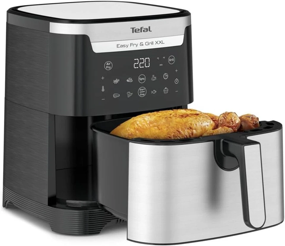 TEFAL EY801D Easy Fry & Grill XXL Heißluftfritteuse - Silber/Schwarz - Bild 2 von 4