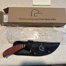 Ducks Unlimited Checkered Rosewood Fixed Blade Knife. Stone River