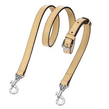 Leather Bag Strap, 37.4"-45.3" Crossbody Straps Khaki, Silver Buckle 
