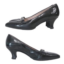 Prada Pumps Belt Design Leather Black Women's Size EU34.5/US4.5