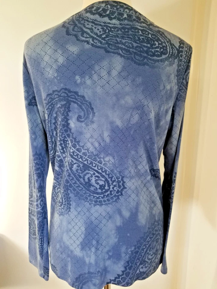 Camiseta Sonoma Everyday Damas Talla L Azul Paisley Cuello Barco Pullover Manga Larga 3432 Foto 4 de 4