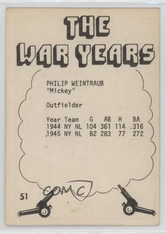 1977 TCMA The War Years Phil Weintraub #51 - Image 2 of 2