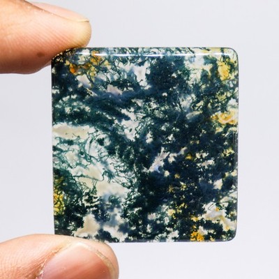 40 Ct Moss Agate Cabochon For Pendant Making 35x33 mm Square Shape Cabochon