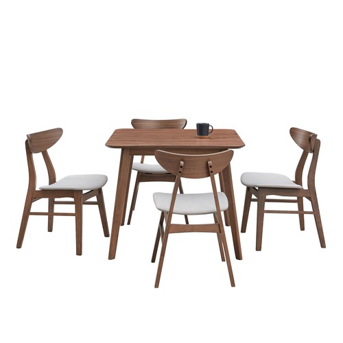 Modern 35.43" Square Wooden Dining Table Small Kichen Table Space-Saving Walnut - Picture 5 of 9