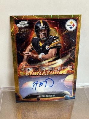 2025 Topps Cosmic Chrome Aaron Rodgers Auto Solar Flare Signature Orange/25