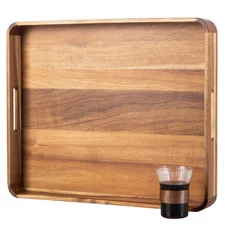 Wooden Serving Tray with Handles,Rustic Ottoman Tray for Kitchen Counter/Coff...