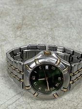 Krieger M929 40mm Two Tone Steel Gold Green Dial Date Tidal Chronometer