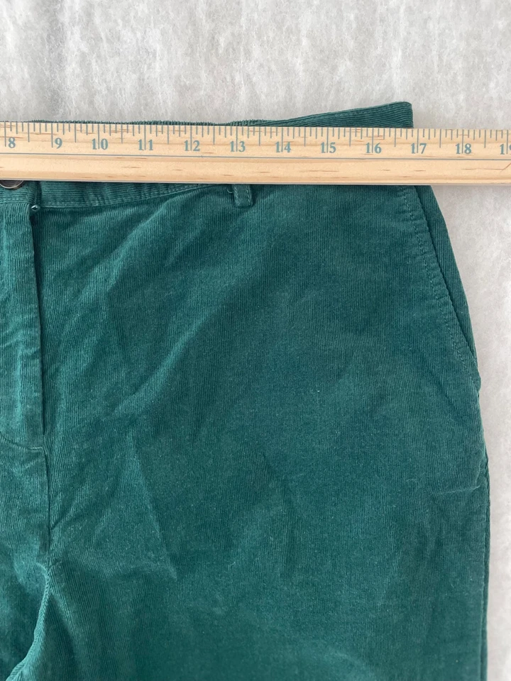 Lands' End 女式绿色高腰直筒娇小灯芯绒牛仔裤 16P 码 — 第 3/4 张图片