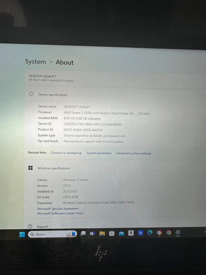 Computadora portatil HP ENVY x360 usada - Imagen 4 de 4