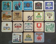 17 diversi SOTTOBICCHIERI BIRRA formato QUADRATO Lowenbrau Henninger Kutscher