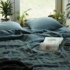 Linen Duvet Cover, Stonewashed duvet cover Linen bedding Emerald green Color Set
