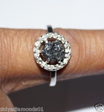0.80 TCW Natural Uncut Raw Rough Diamond ring 925 silver fine Engagement N R