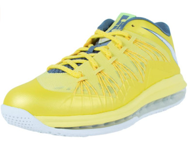 Nike mens Nike Air Max Lebron X Low Sonic Yellow / Cool Grey  579765-700 Sz 9
