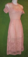 Romeo Juliet Couture Dusty Pink Lace Mesh Cocktail Dress S 4/6 $240 MISC