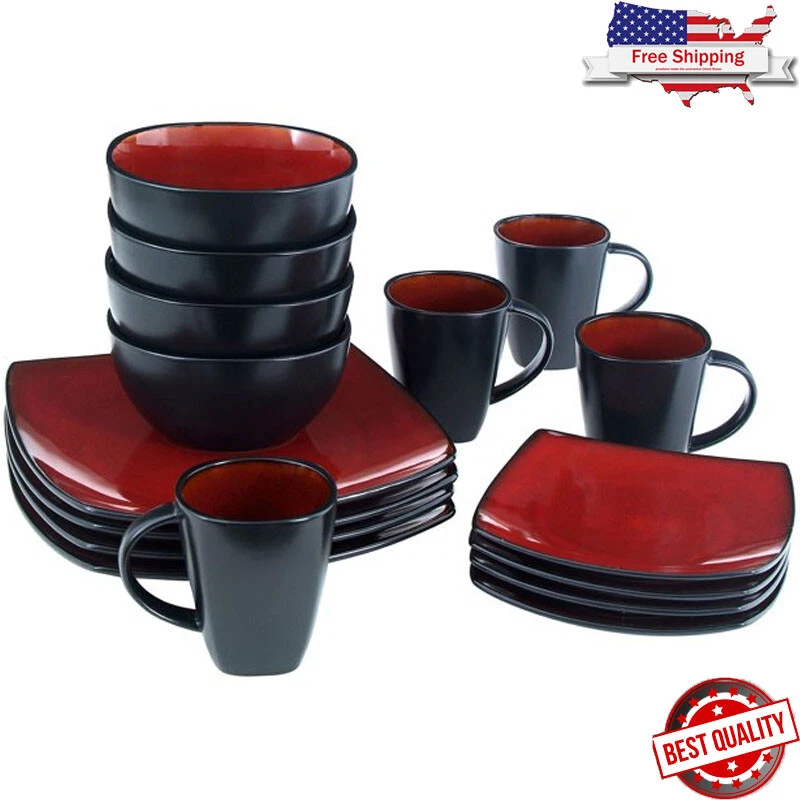 Black and clearance red square plates