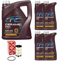 MotoröL Set Mannol 10W-40 Ceramic Pro 9 Liter + ÖLfilter FüR Audi A6 A5 4.2 FSI
