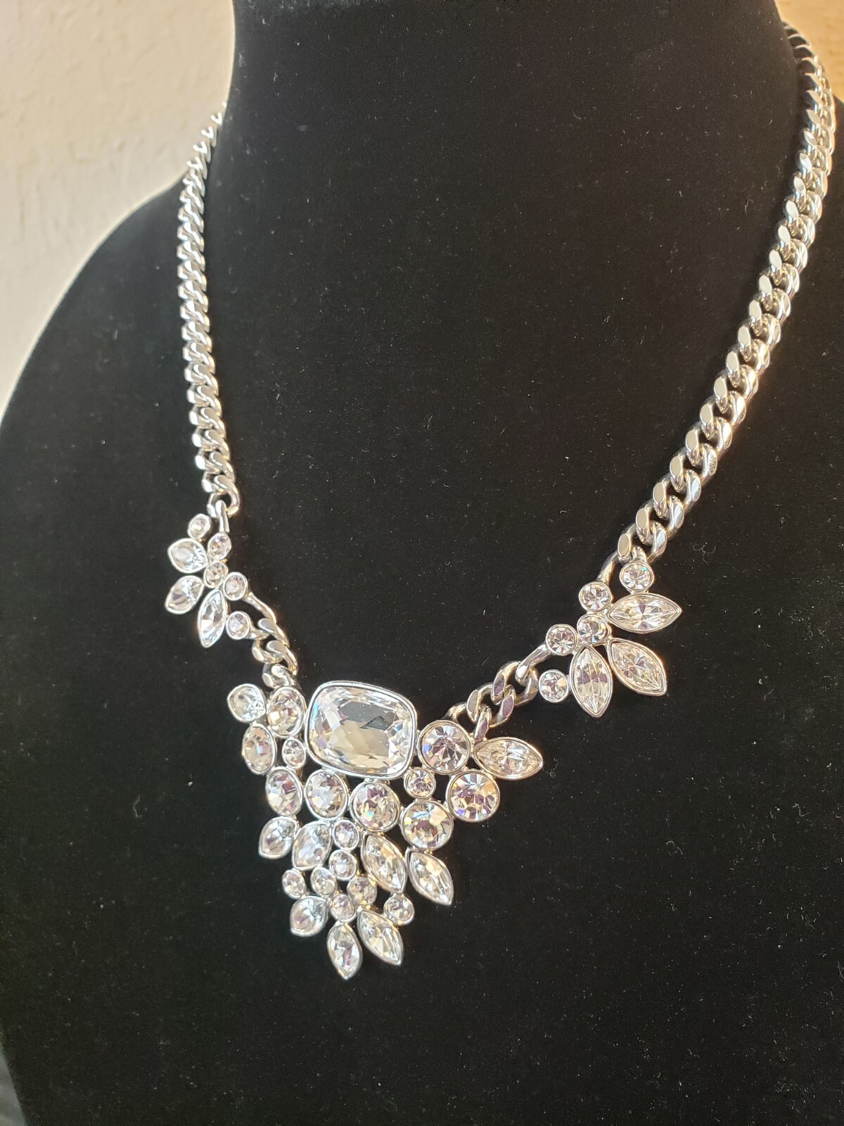 Givenchy Silver Tone Crystal Statement Necklace H… - image 7