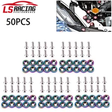 50Pcs Chrome Aluminum Billet Fender Bumper Washer/Bolt Engine Bay Dress Up