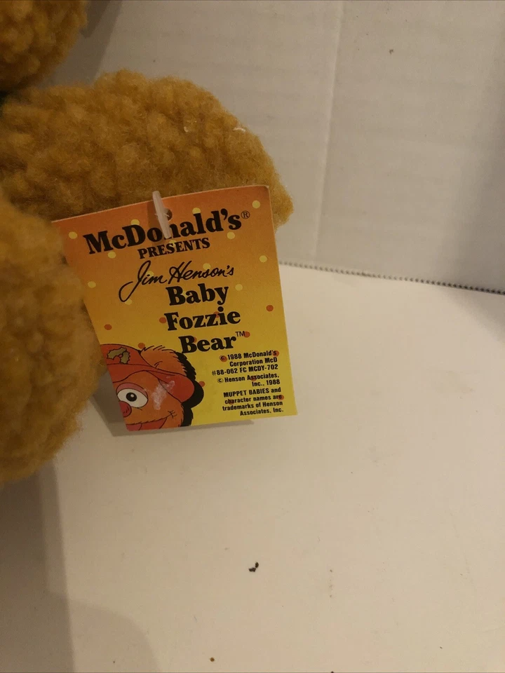 1988 Jim Henson Muppet Babies Doll Baby Fozzie Bear 8" Plush McDonald's Tag VTG - Image 4 of 4