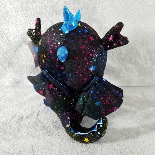 "Paillettes Caravan Softoy Peluche Glitter Drago Nero Stelle Metalliche Giocattolo Imbottito 11" - Foto 4 di 9
